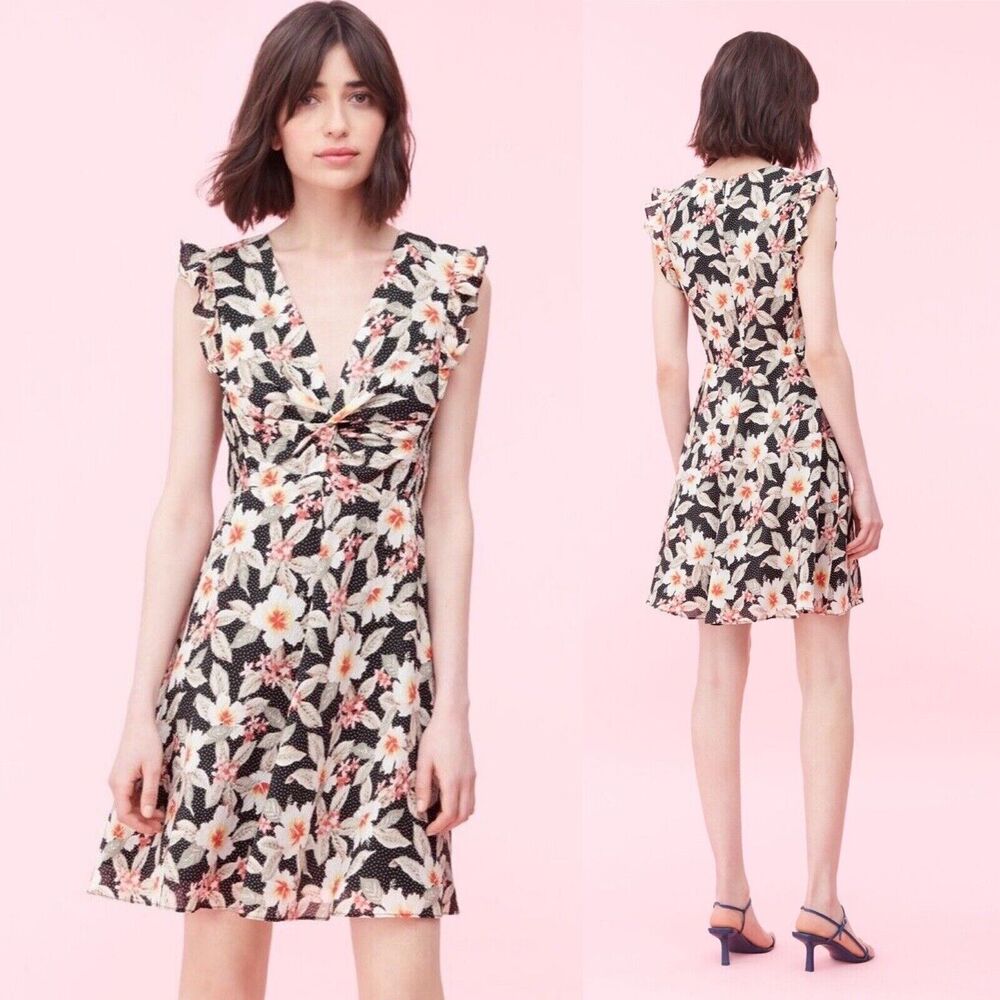 Rebecca Taylor Size 2 Silk Kamea Fleur Mini Dress Floral Print